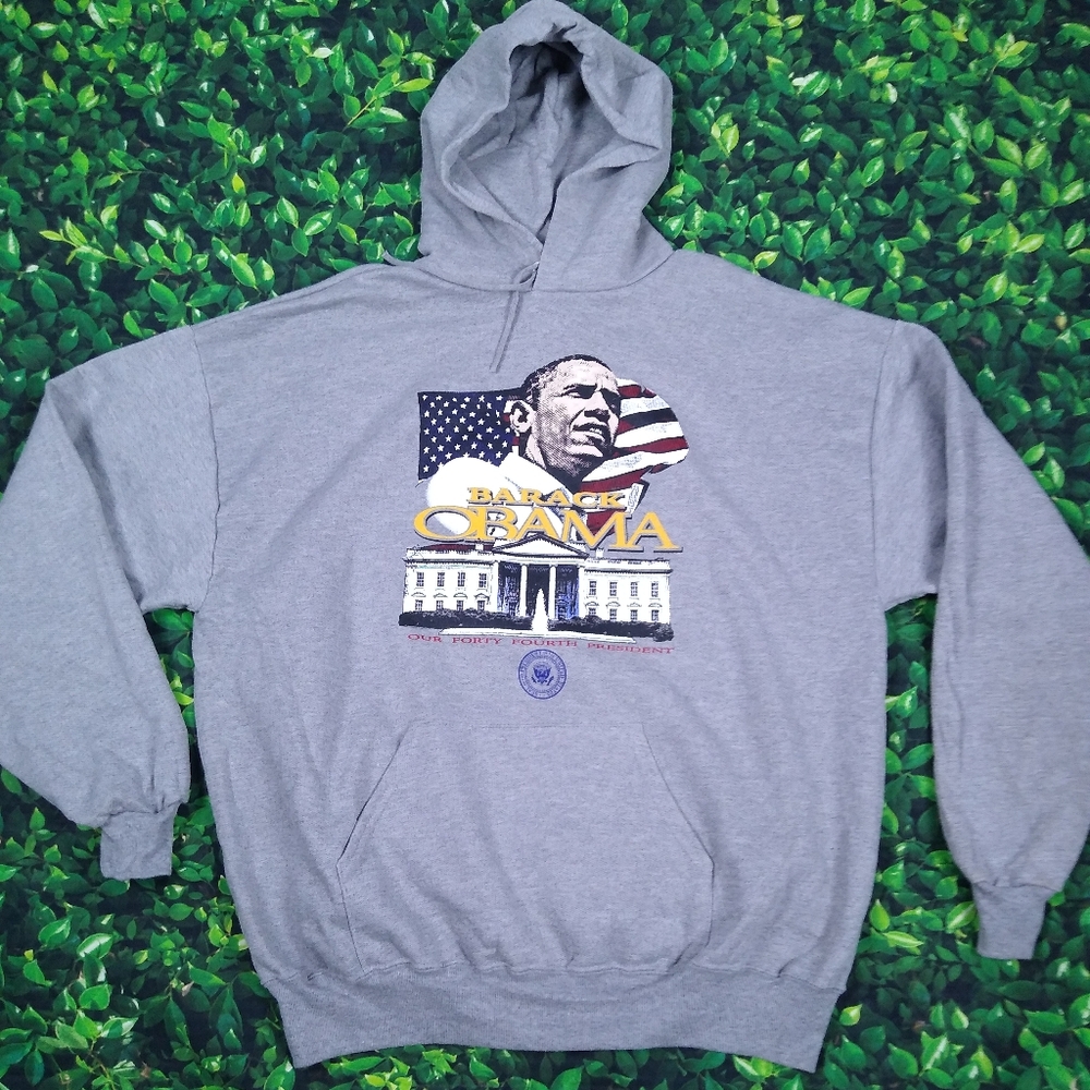 Vintage Early 2Ks Barack Obama Hoodie Sweatshirt 2X